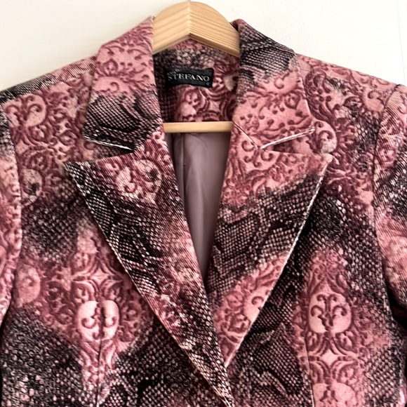 Bohemian blazer jacket, size XS, colours pink and black-grey prints. Vintage - Picture 2 of 7
